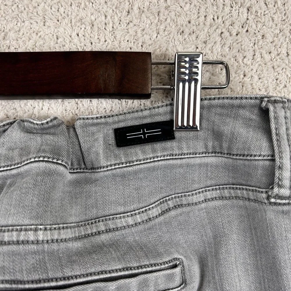 Liverpool Jeans Womens 16/33 Gray Wash Crop Cargo‎ Stretch Mid Rise Zip Ankle